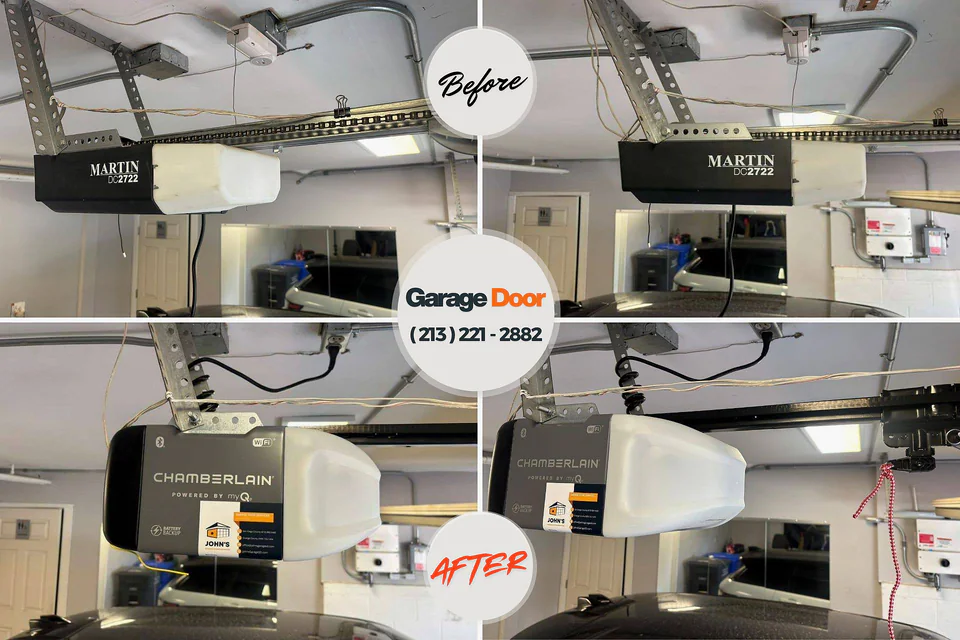 Before and after: garage door repair Manorville, NY